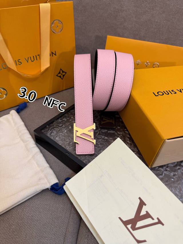 Special Lv Women's Belt Full Package This 3.0Cm Lv Initiales Double-Sided Belt I