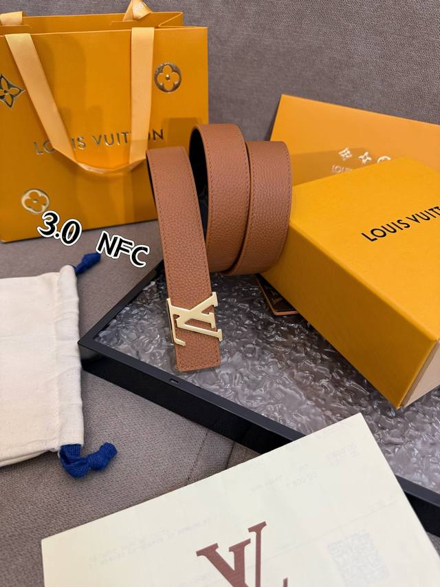 Special Lv Women's Belt Full Package This 3.0Cm Lv Initiales Double-Sided Belt I