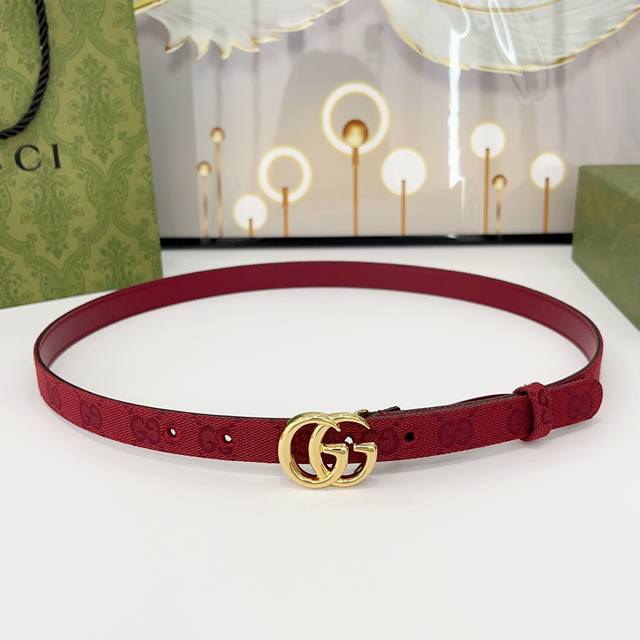 Gucci 2.0Cm New Webbing Canvas Canvas With Cowhide Bottom Belt Body With Copper