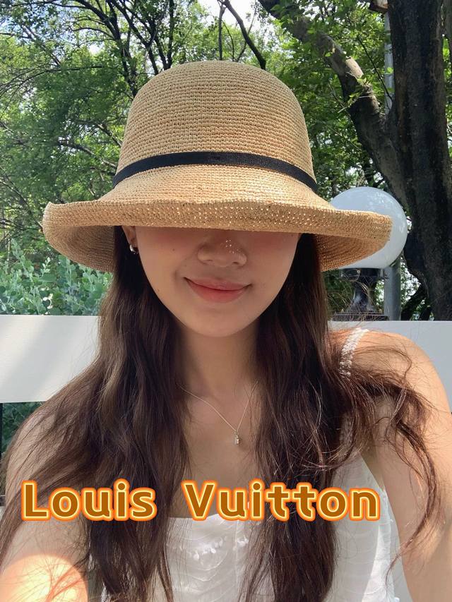 Louis Vuitton Baseball Cap Louisvuitton Handmade Raffia Hat Women's Summer Seasi