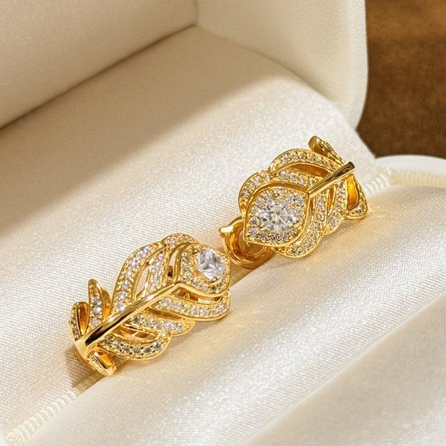 a4267 Popular Feather Single Diamond Ring, Inlaid With Aaaaa Grade High Carbo