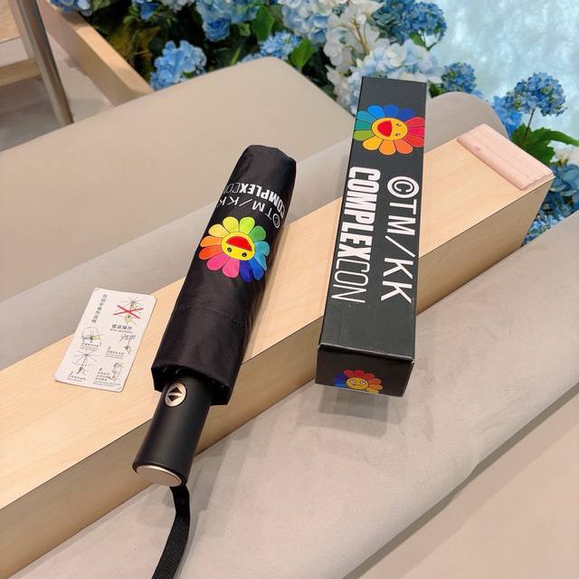 Tide Brand Murakami Takashi Three-Fold Folding Automatic Sunny Umbrella With Gen