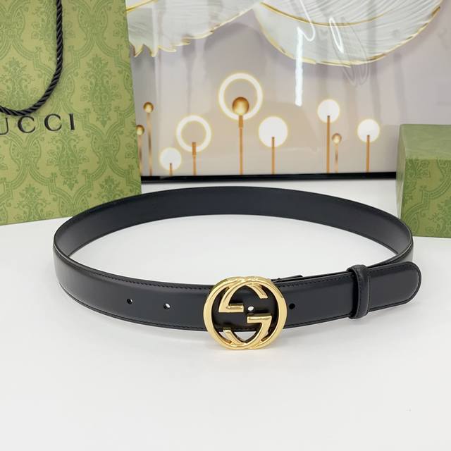 gucci 3.0Cm New Round Buckle In Three Colors Of Gold And Silver Gunmetal With
