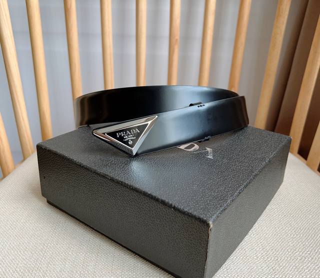 prada The Latest Model From Prada Counters This Shiny Leather Belt Is Simple