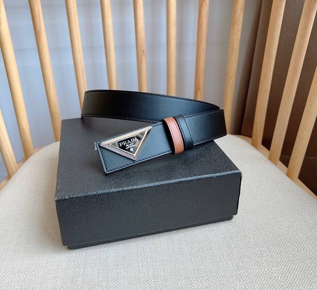 prada The Latest Model From Prada Counters This Shiny Leather Belt Is Simple