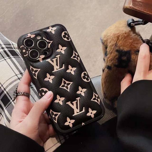 lv Official Website Same Mobile Phone Case Air Cushion Embossed Full Cover Si