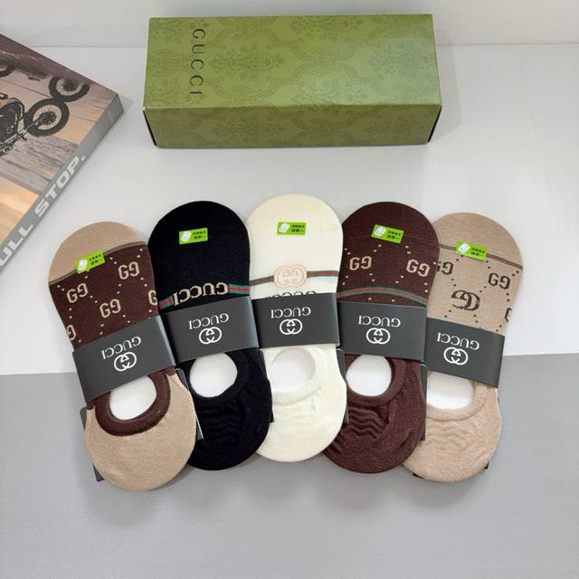 With Packaging 5 Pairs Per Box Gucci Gucci Ins Super Popular Men's Short Boat So