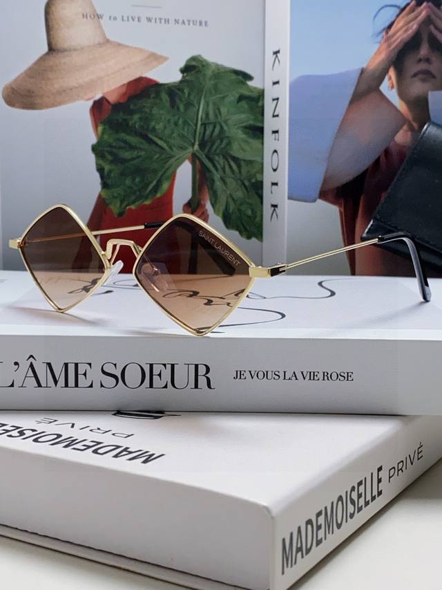 ysl Saint Laurent Network Style Ultra-Light Thin-Rim Alloy Small Glasses Poly