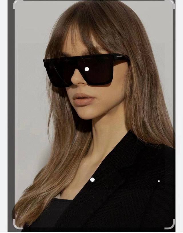 ysl Saint Laurent 2025 New Large Frame One-Piece Sunglasses For Women Black P