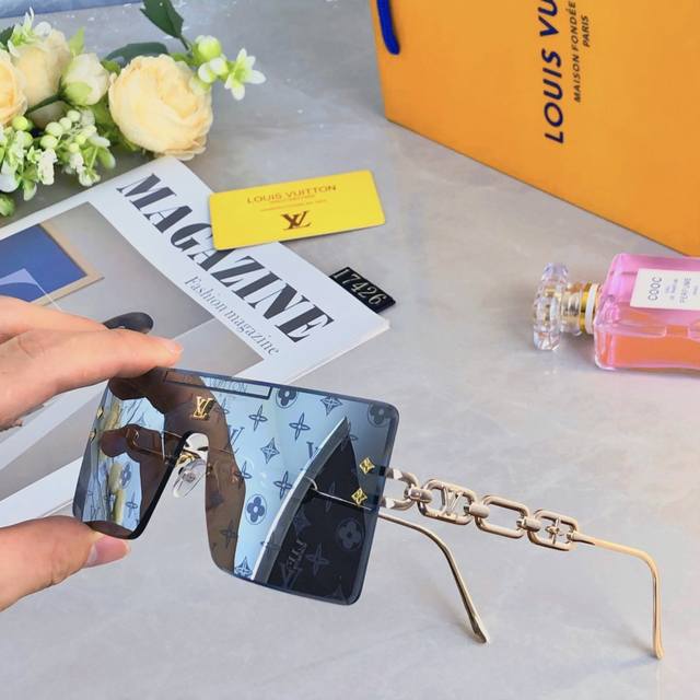 louis Vuitto*Fashionable Cool Printed Large Frame Sunglasses Big Face One-Pie