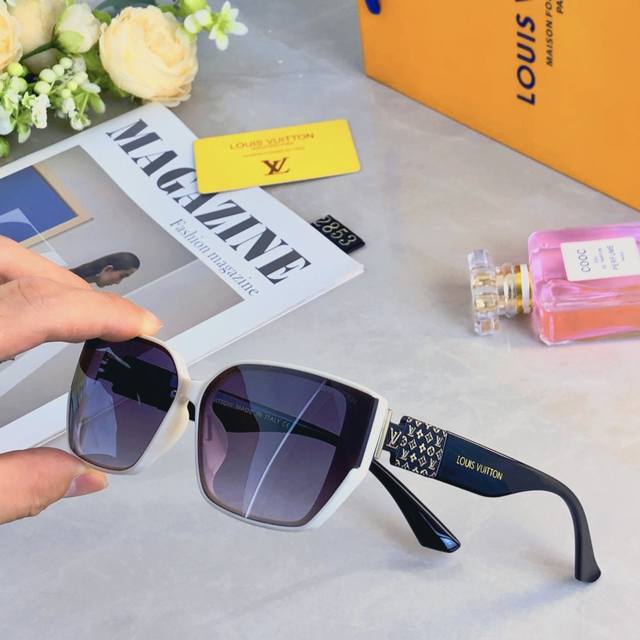 louis Vuitto* New Sunglasses For Women Korean Style High-End White Anti-Ultra