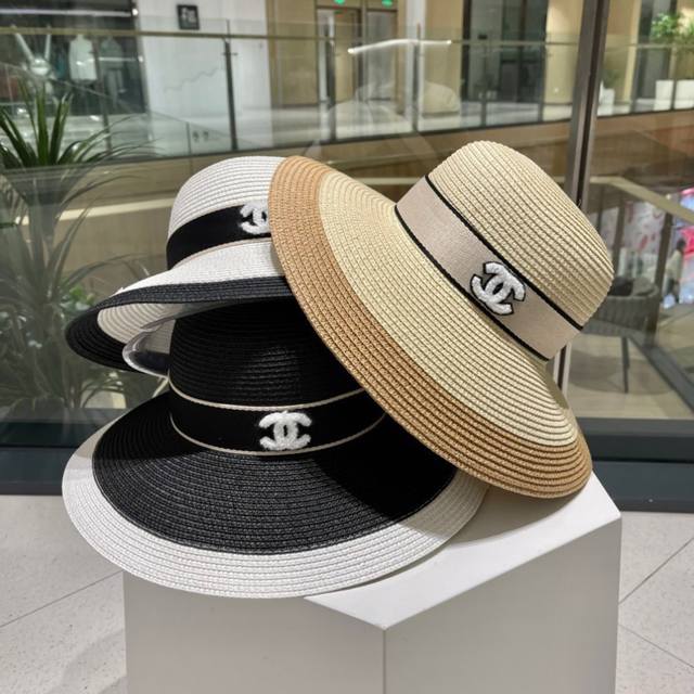 chanel Chanel Straw Hat Color Matching Sun Hat Light Luxury Hat Light Breatha