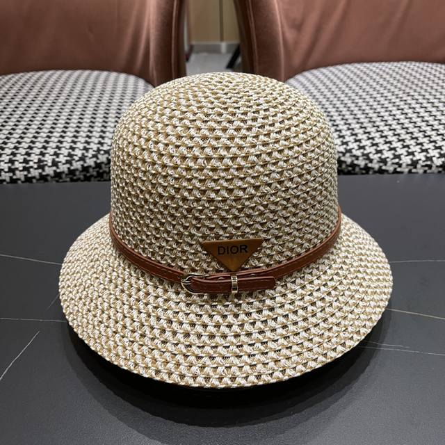 prada Prada Hollow Breathable Bucket Hat For Women, Summer Travel And Shoppin
