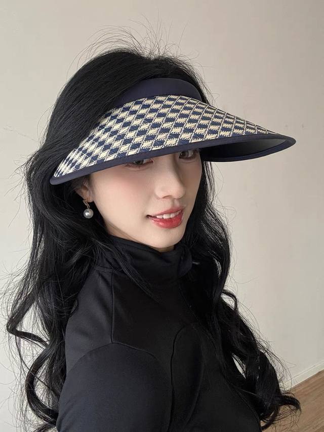 lv Louis Vuitton Houndstooth Sun Hat For Women 2025 New Summer Uv Protection