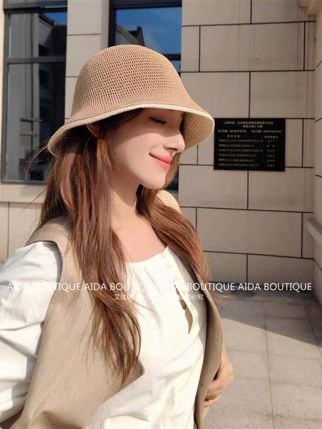 lv Louis Vuitton Hand-Woven Basin Hat Sun Protection Hat Female Korean Versio