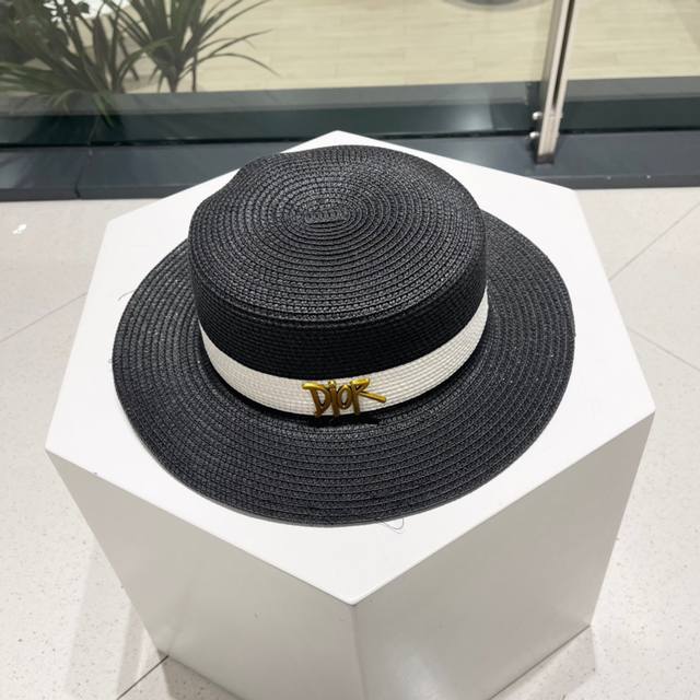 dior Dior New Straw Hat Lady Style Hat Head Circumference 57Cm