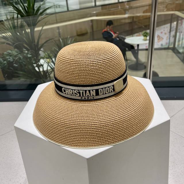 dior Dior Early Spring New Korean Version Of The Casual Large Brim Straw Sun