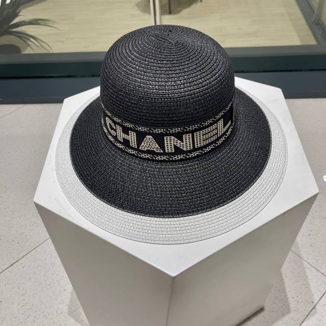 chanel Chanel Straw Sun Hat Beach Visor Head Circumference 57Cm