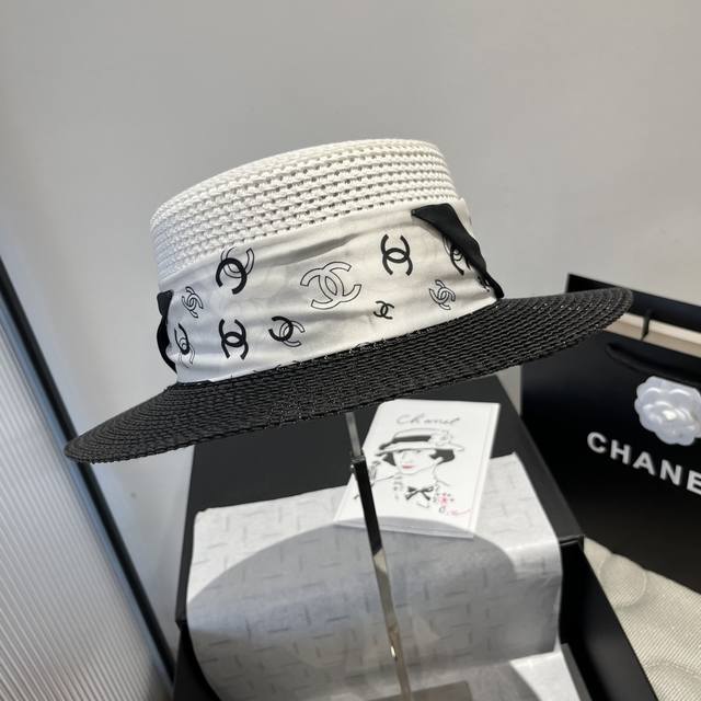 chanel Chanel New Flat Top Hat Sun Hat Head Circumference 57Cm