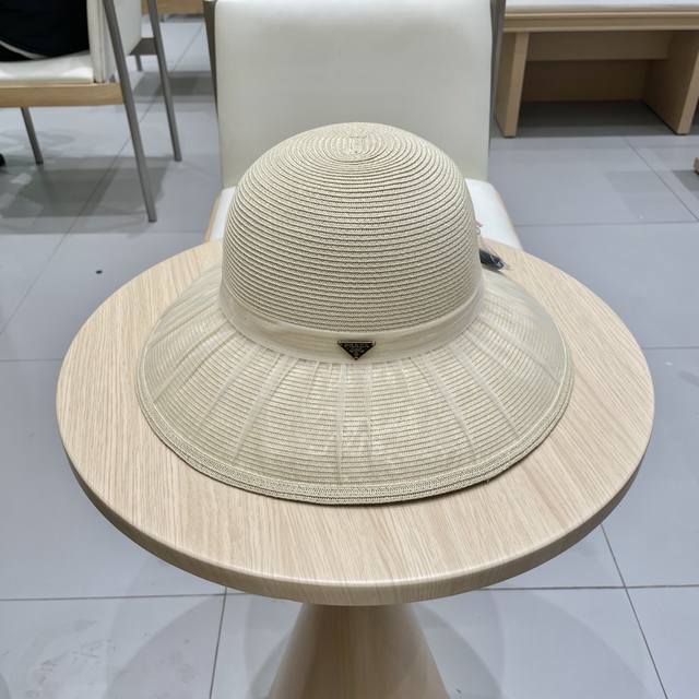 Prada New Korean Bow Sun Hat Foldable Sun Hat Beach Sweet Big Brim Fisherman Hat