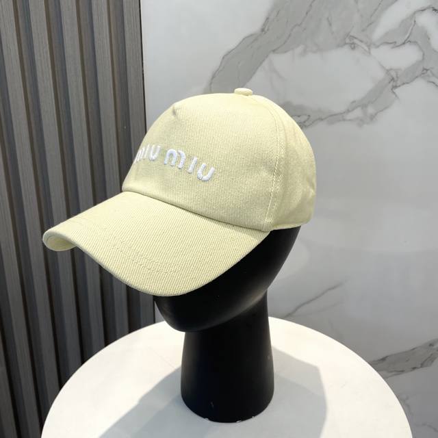 With Dust Bag. Miumiu New Order Style Embroidered Baseball Cap, Big Brand Style,