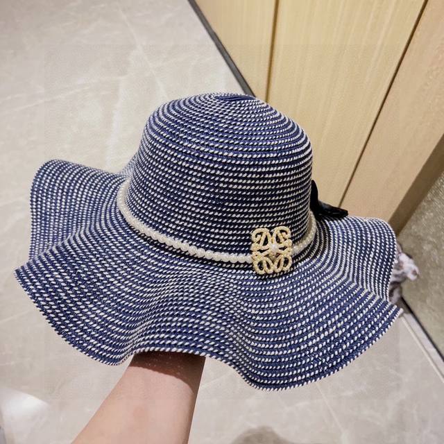 Comes With A Dust Bag Loewe 2025 New Style Ruffled Pearl Style Large Brim Hat Ba