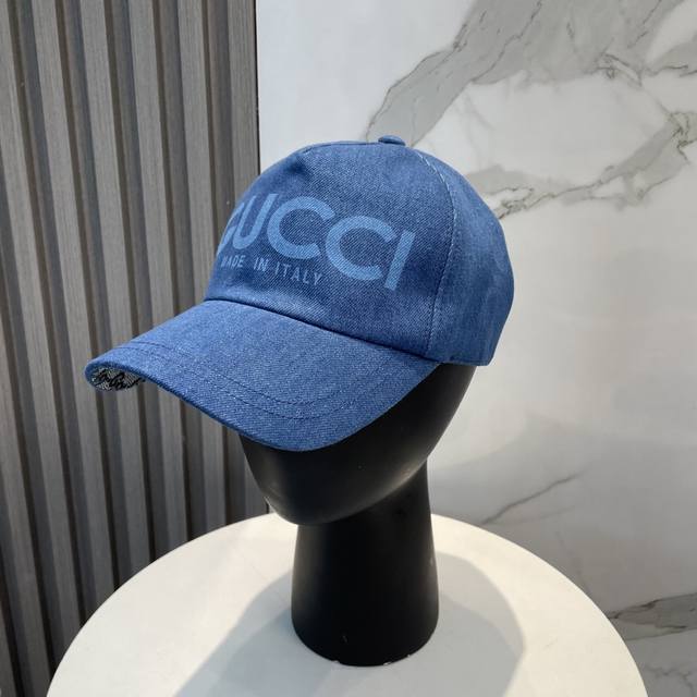 gucci Gucci 2025 Counter New Washed Denim Baseball Cap Very Trendy Casual Spo