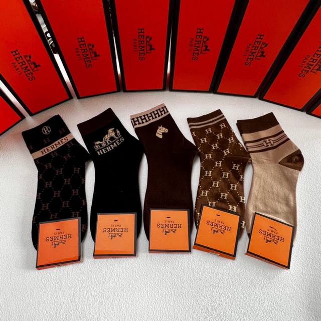 Special Packaging Hermes New Classic Medium And Long Pile Socks Socks A Box Of F