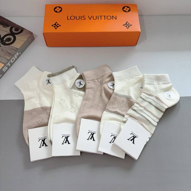 With Packaging 5 Pairs Per Box Lv Louis Vuitton Bamboo Cotton Socks Trendy Must-