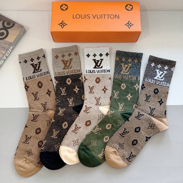 Comes With Packaging. 5 Pairs Of Lv Louis Vuitton Super Hot Stockings. A Must-Ha
