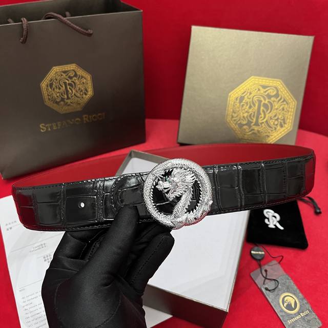 stefan0 Ricci Men's Belts Are Made Of Imported Cowhide With Embossed Crocodil