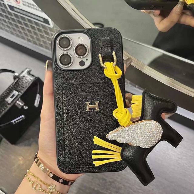 Mobile Phone Case Pony Set Hermes Two-In-One Card Holder Mobile Phone Case Model