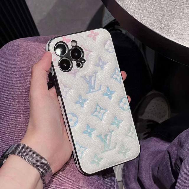 lv Official Website Same Colorful Mobile Phone Case Air Cushion Embossed Full
