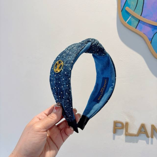 With Packaging Lv Louis Vuitton Hot New Denim Wide Version Headband Fashion Head