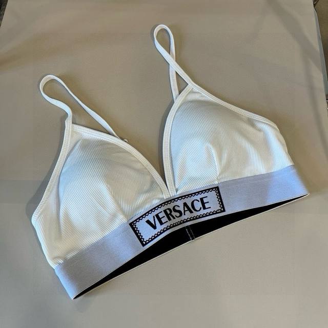 versac*New Ribbon Bikini Two-Piece Swimsuit Set Black White