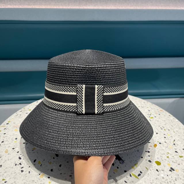 dior Dior Straw Hat New Style Flat Top Woven Hat Straw Hat With Fine Workmans