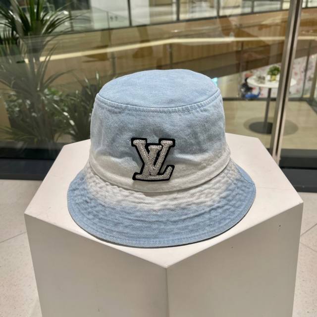 lv Spring And Summer Show Logo Denim Fisherman Hat Fisherman Hat Visually Ful
