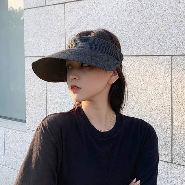 Celine New Hollow Top Straw Hat For Women Summer Foldable Large Brim Sun Hat Out