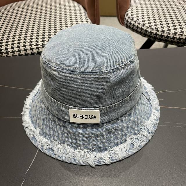 balenciaga Balenciaga New Style Trendy Raw Edge Denim Fisherman Hat For Women