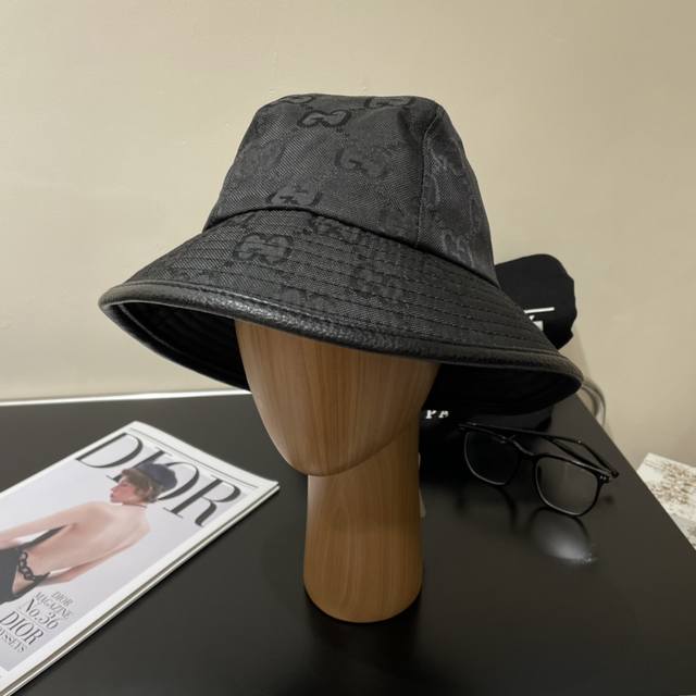High Version Gucci Gucci Counter Synchronized Leather Bucket Hat Hot Shipment Su