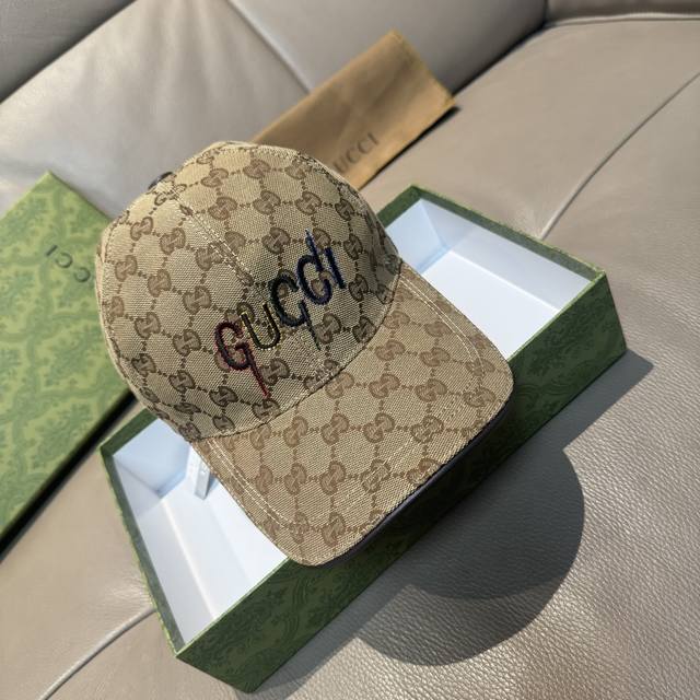 With Box Bag Gucci New Original Baseball Cap With Artistic Words Embroidery 1:1
