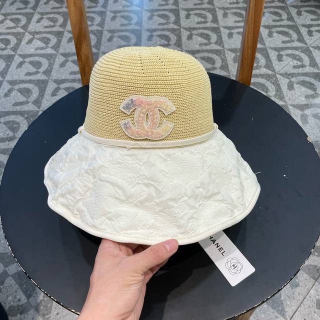 chanel New Summer Fisherman Hat For Women With Large Brim Black Glue Anti-Ult