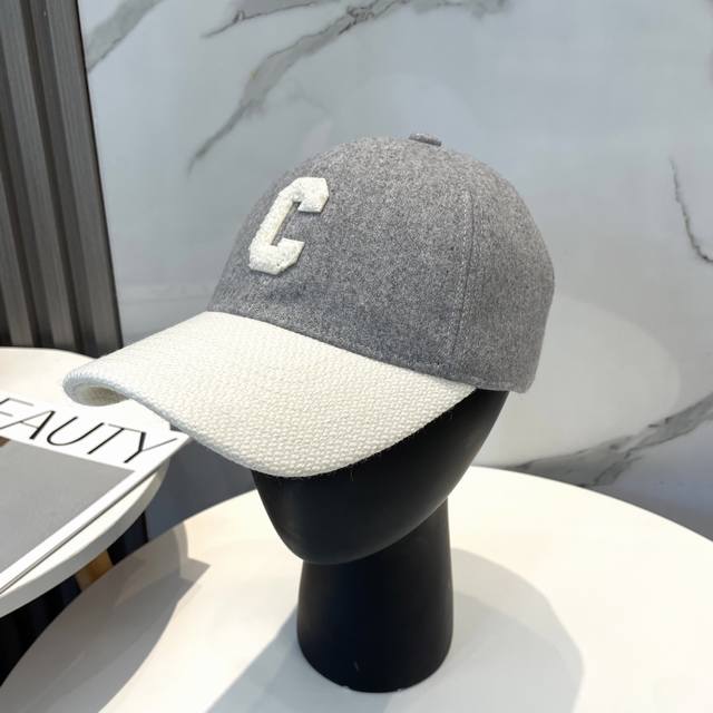 celine Celine Autumn And Winter New C Letter Embroidered Wool Baseball Cap To