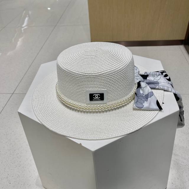 chanel Chanel Straw Hat Sun Hat With Chanel Ribbon Advanced Customization Hea