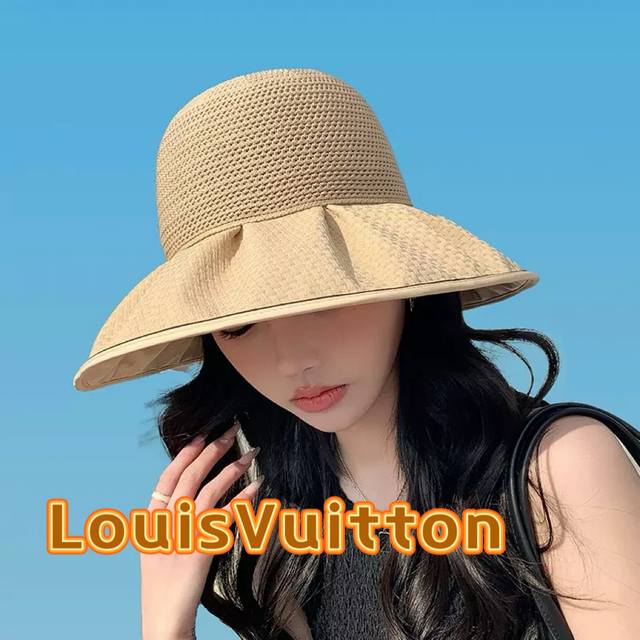 Louis Vuitton Spring And Summer New Bow Sunshade Large Brim Hat Women's Outdoor