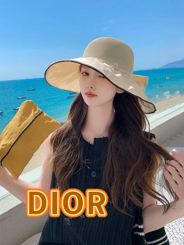dior Dior Hat Women's Summer Sun Protection Fisherman Hat Anti-Ultraviolet La