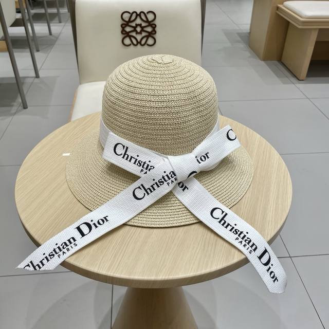 dior New Basin Hat Lady Style Straw Hat Made Of Taiwan Pp Straw Head Circumfe