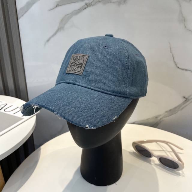loewe New Washed Denim Baseball Cap Classic Loewe Embroidered Logo, Unisex St