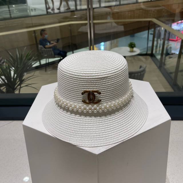 dior New Style Straw Hat Flat Top Bucket Hat Head Circumference 57Cm