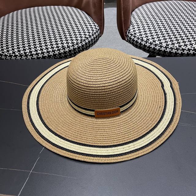 dior Dior 2025 New Wide-Brimmed Straw Hat Beach Style Simple And Generous Ver